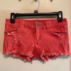 Orange Denim Shorts